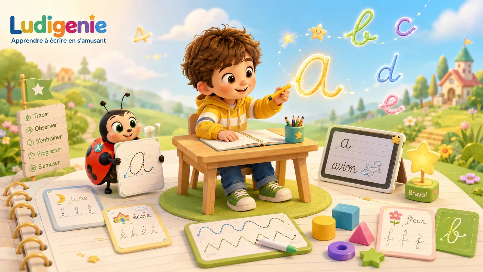 Jeux d'apprentissage de l'écriture : tracer, copier et former des mots